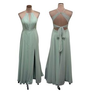 AZAZIE Formal Maxi Dress Size 2 Dusty Sage Open Back Gown